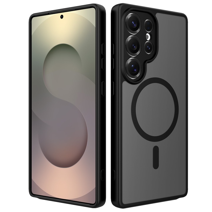 Husa de protectie pentru Samsung Galaxy S25 Ultra, Omelivon, MagSafe, Protectie completa, Anti-Soc, Decupaje Precise, Incarcare Wireless, Materiale Premium, Negru