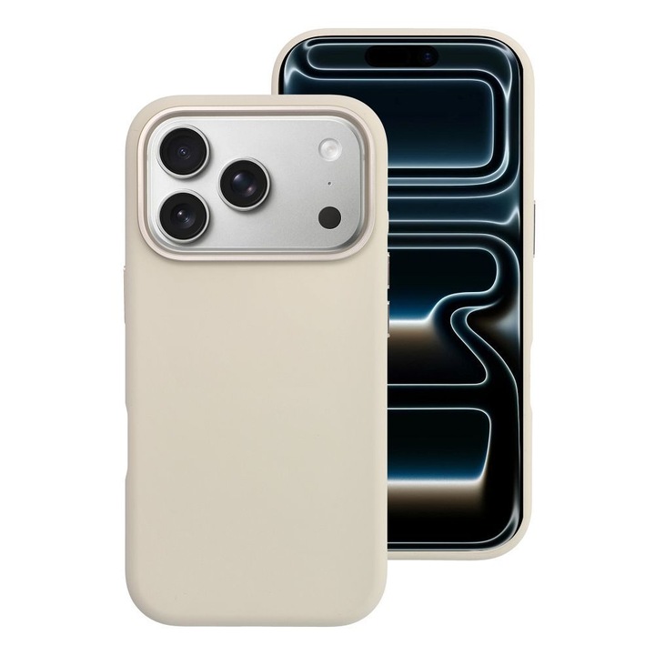 Husa pentru Apple iPhone 17 Pro DaDen, Cadru Premium, Magsafe, Incarcare wireless, Interior din microfibra, Cadru de metal pentru protectia camerei, Alb antic
