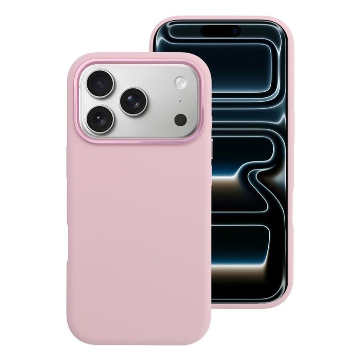 Husa pentru Apple iPhone 17 Pro DaDen, Frame Premium, Magsafe, Incarcare wireless, Interior din microfibra, Cadru de metal pentru protectia camerei, Roz
