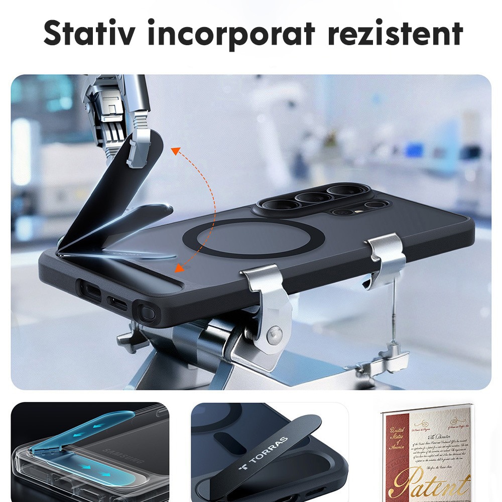 Husa pentru Samsung Galaxy S26 Ultra Torras Pstand, MagSafe, Incarcare wireless, Suport kickstand, Calitate premium, Negru