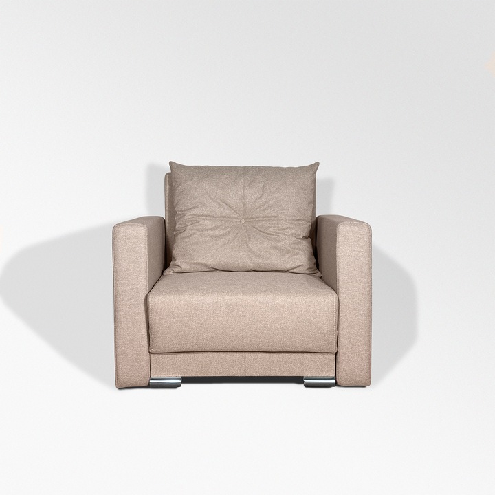 Fotoliu extensibil, Iza, suport spatiu depozitare, culoare bej, 95x85x85 cm