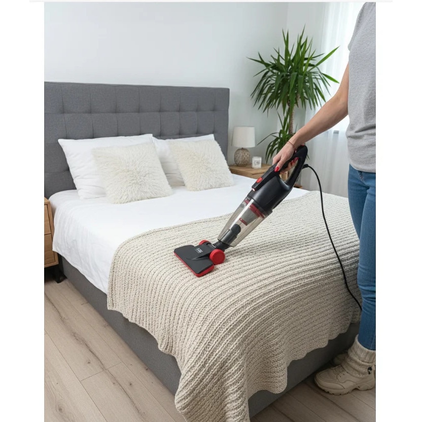 Aspirator vertical fără sac, Bass Polska, 10317, 900 W, recipient detașabil 0.5 l, negru