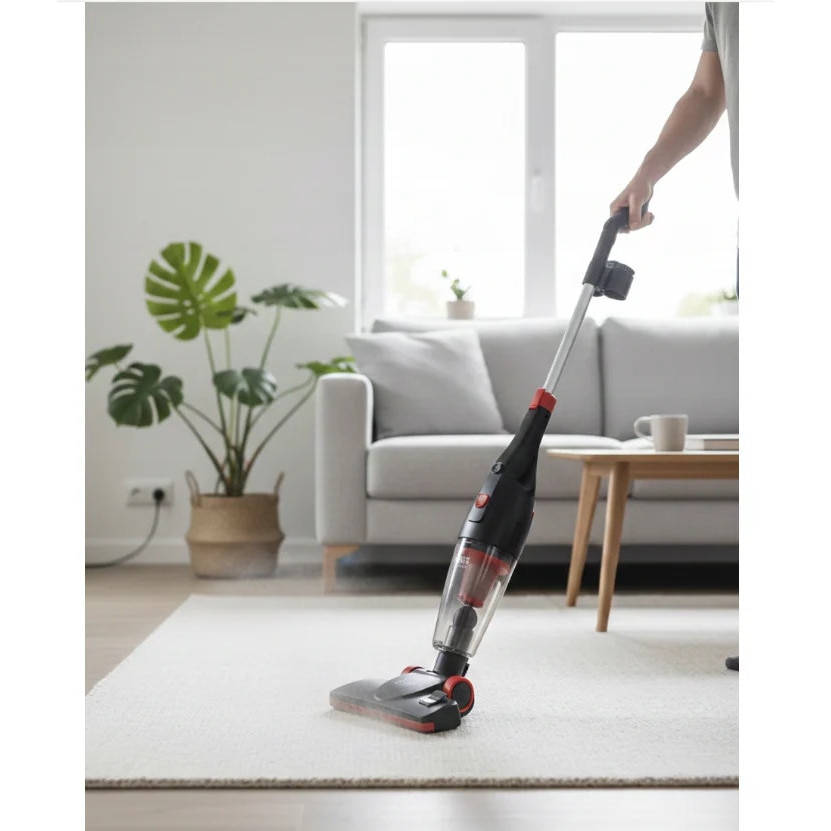 Aspirator vertical fără sac, Bass Polska, 10317, 900 W, recipient detașabil 0.5 l, negru