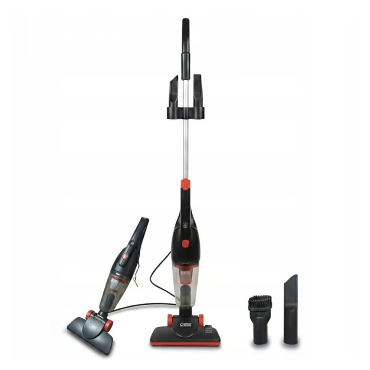 Aspirator vertical fără sac, Bass Polska, 10317, 900 W, recipient detașabil 0.5 l, negru