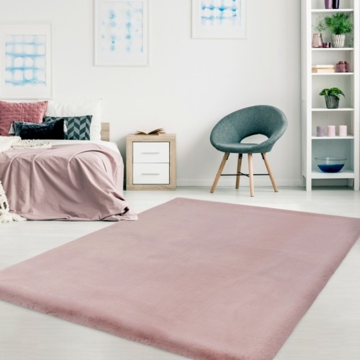 Covor Fluffy, roz, moale si pufos, 120x170 cm
