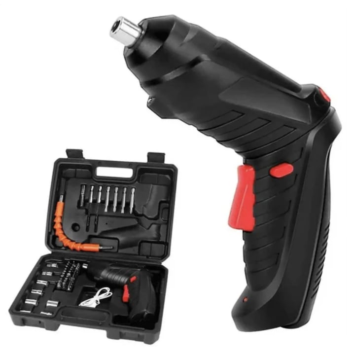 Trusa surubelnita electrica fara fir cu accesorii 1800mah maner ajustabil