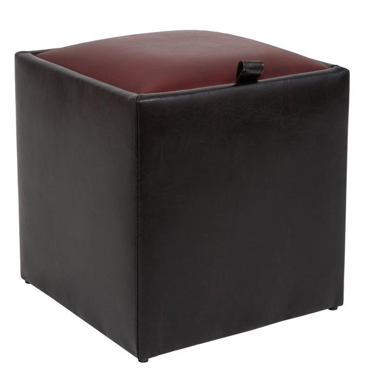Taburet Box - imitatie piele wenge/bordo - 21835/21902