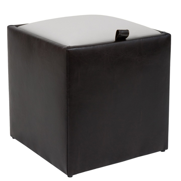 Taburet Box - imitatie piele wenge/alb - 21835/21894