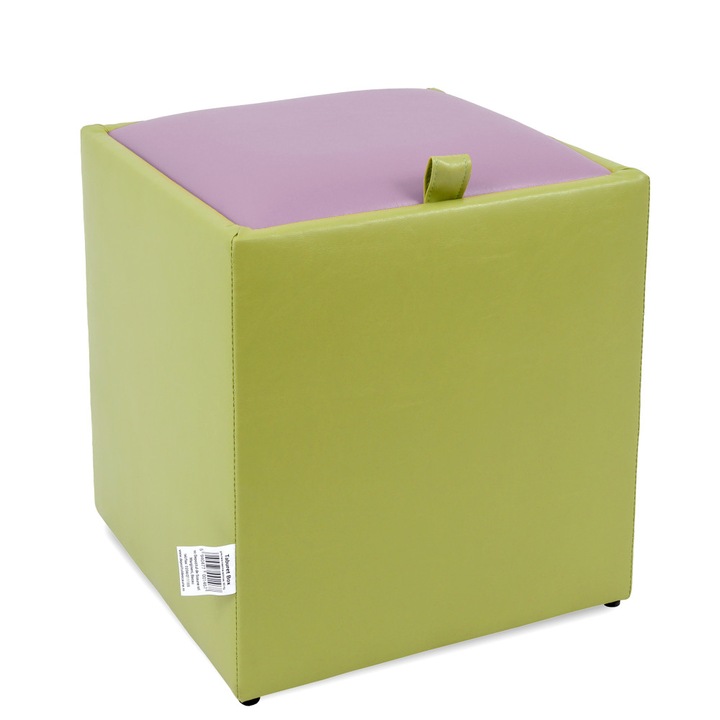 Taburet Box - imitatie piele verde/mov - 21899/21897
