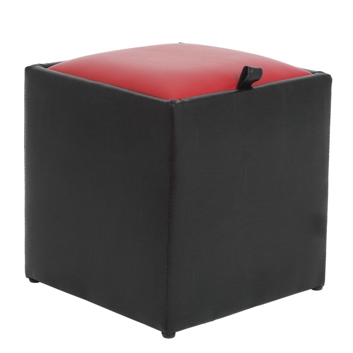 Taburet Box - imitatie piele wenge/rosu - 21835/21900