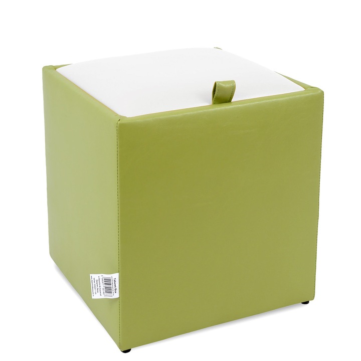 Taburet Box - imitatie piele verde/alb - 21899/21894