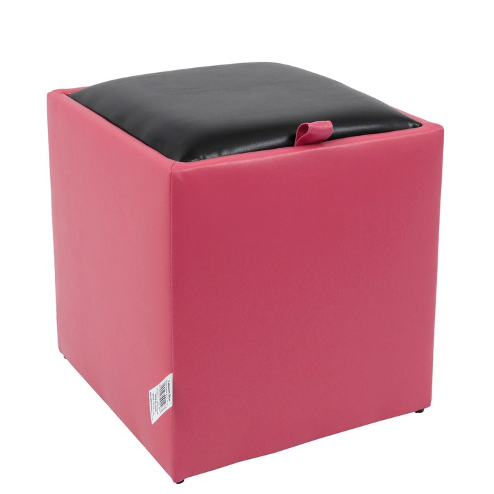 Taburet Box - imitatie piele roz/negru - 21896/21901