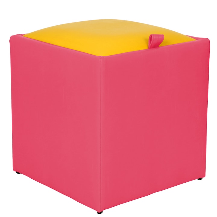 Taburet Box - imitatie piele roz/galben - 21896/22168