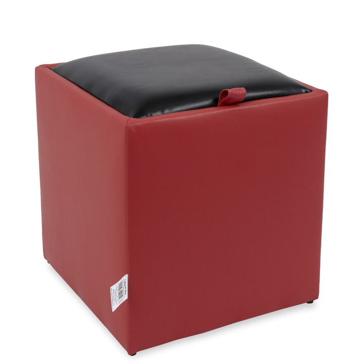 Taburet Box - imitatie piele rosu/negru - 21900/21901