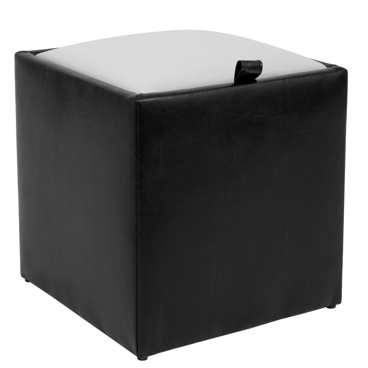 Taburet Box - imitatie piele negru/alb - 21901/21894