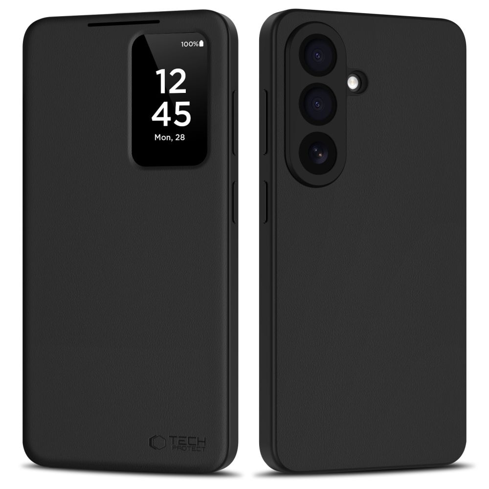Husă flip cover Tech-Protect Smart Wallet, negru, pentru carduri, compatibilă cu Samsung Galaxy A57 5G