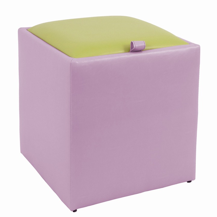 Taburet Box - imitatie piele mov/verde - 21897/21899