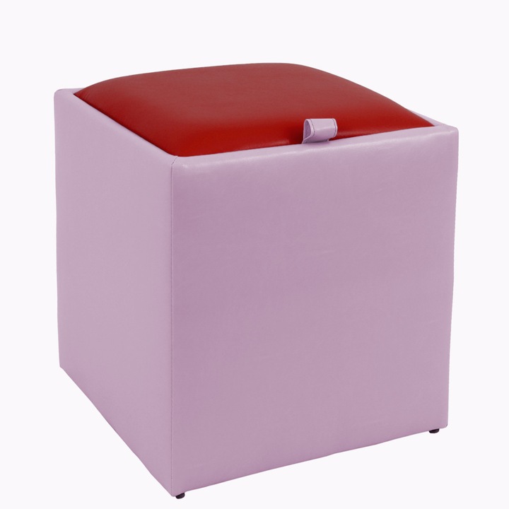 Taburet Box - imitatie piele mov/rosu - 21897/21900