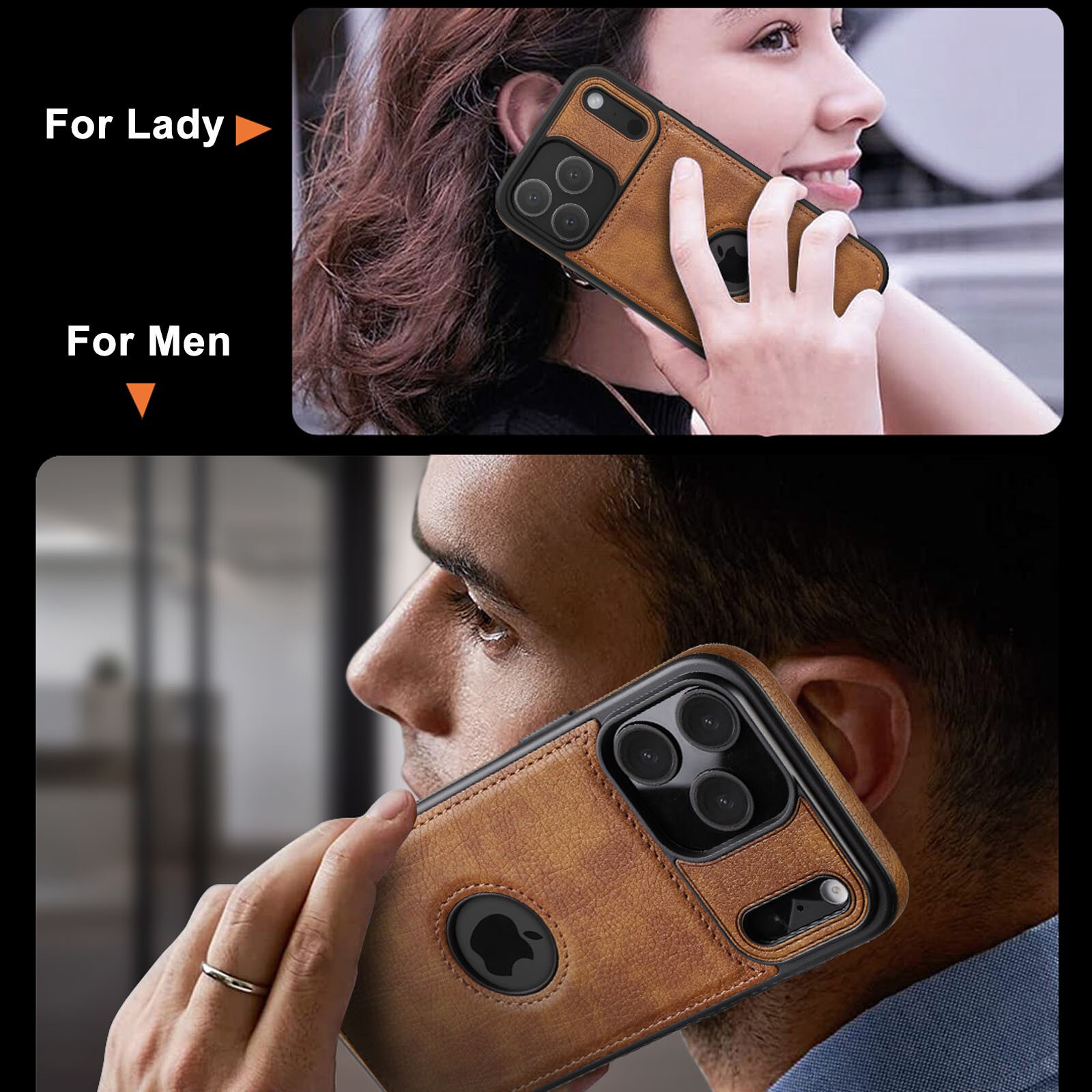 Husa de protecție pentru iPhone 17 Pro, AFKSMILE, din PU piele, rezistentă la șocuri, culoare maro