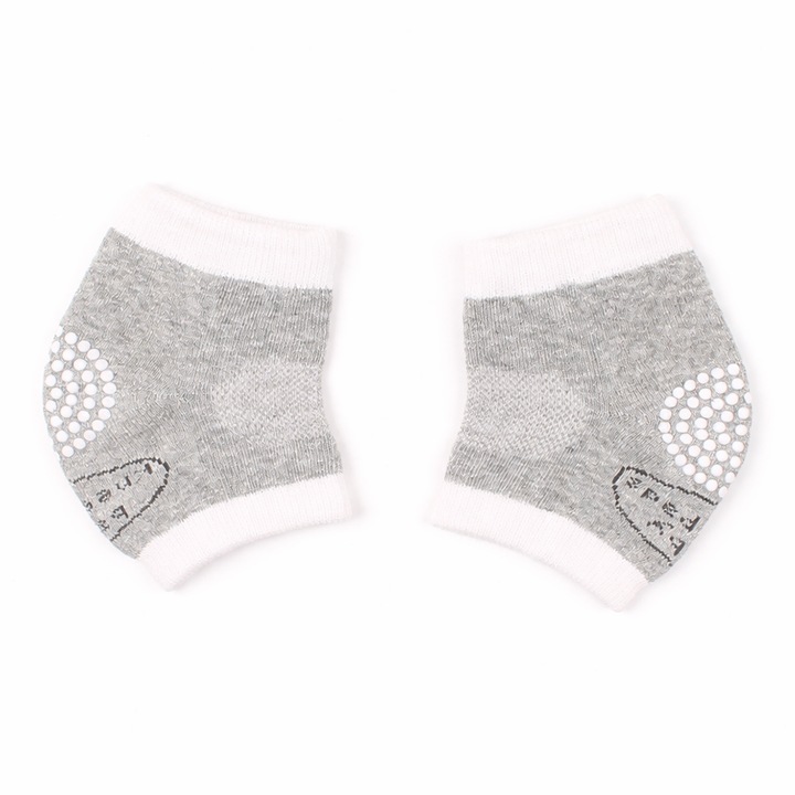 Protectii genunchi si coate pentru bebelusi Bedex®, anti-alunecare, din bumbac, pentru tarat, mers si joaca, 0–5 ani, culoare gri