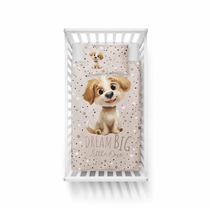 Lenjerie pentru patut, DETEXPOL, 100x135cm + 40x60cm, 100% bumbac, model cu imprimeu colorat