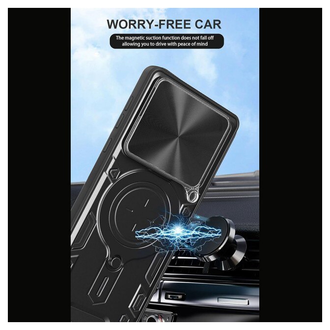 Husa Spate Upzz® CamGuard Compatibila Cu Motorola Edge 60 Pro, Functie Stand, Super Protectie - Albastru
