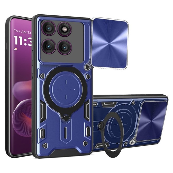 Husa Spate Upzz® CamGuard Compatibila Cu Motorola Edge 60 Pro, Functie Stand, Super Protectie - Albastru