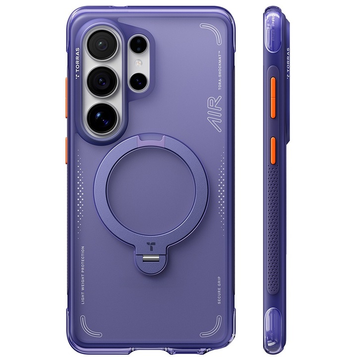 Husa pentru Samsung Galaxy S26 Ultra Torras Ostand Spin Air Series, Incarcare wireless, Inel rotativ, Calitate premium, Mov