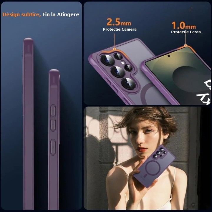 Husa pentru Samsung Galaxy S25 ULTRA, MagSafe, Hybrid Ultra Slim, Carcasa spate Mat, Hardcase, Antisoc, Purple