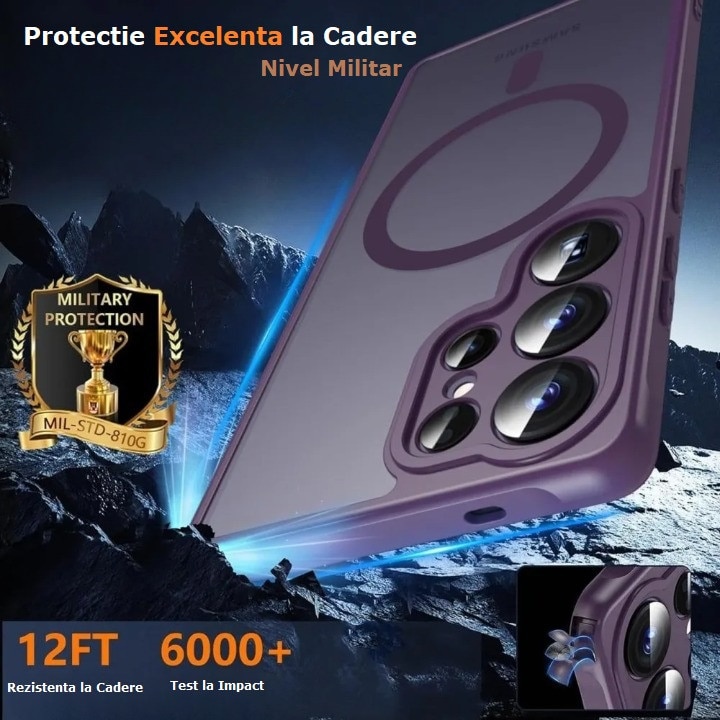 Husa pentru Samsung Galaxy S25 ULTRA, MagSafe, Hybrid Ultra Slim, Carcasa spate Mat, Hardcase, Antisoc, Purple