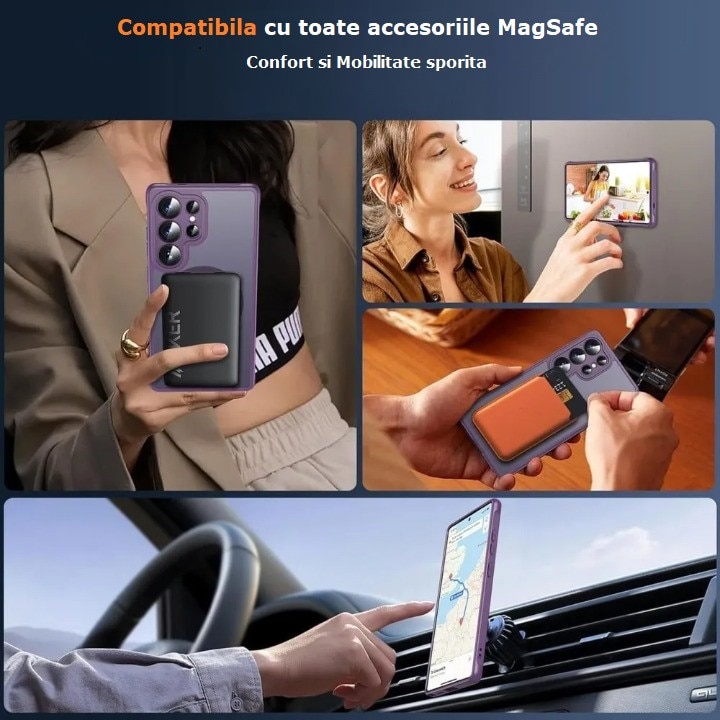 Husa pentru Samsung Galaxy S25 ULTRA, MagSafe, Hybrid Ultra Slim, Carcasa spate Mat, Hardcase, Antisoc, Purple