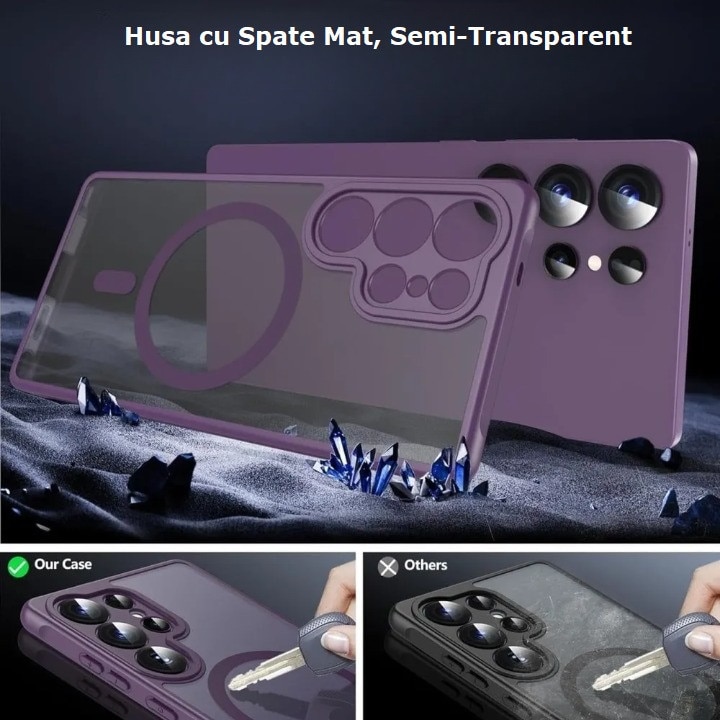 Husa pentru Samsung Galaxy S25 ULTRA, MagSafe, Hybrid Ultra Slim, Carcasa spate Mat, Hardcase, Antisoc, Purple