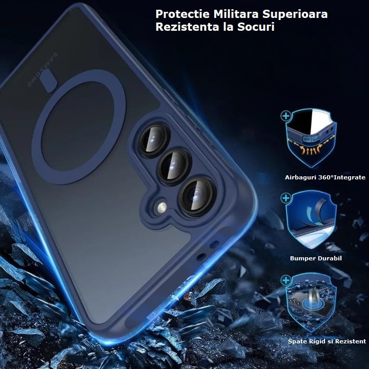 Husa pentru Samsung Galaxy S25 FE, TYBO, MagSafe, Ultra Slim, Antisoc, Albastru
