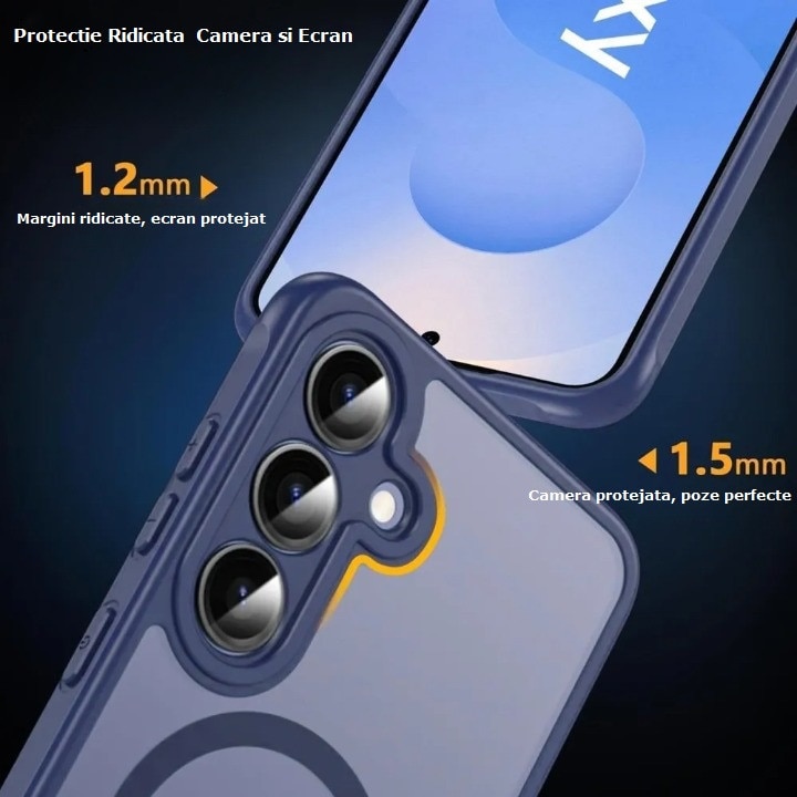 Husa pentru Samsung Galaxy S25 FE, TYBO, MagSafe, Ultra Slim, Antisoc, Albastru