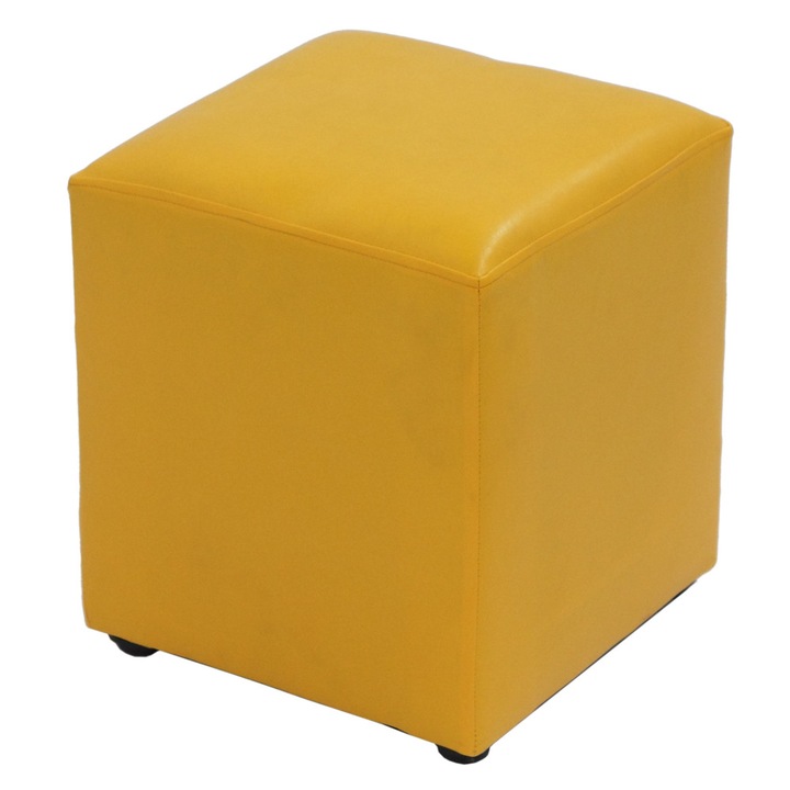 Taburet Cube - imitatie piele galben - 22168