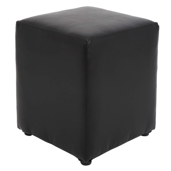 Taburet Cube - imitatie piele negru - 21901
