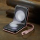 Калъф за Samsung Galaxy Z Flip6, CaseMe, мека текстурирана кожа, тип рамка, пълна защита, сваляща се каишка за ръка, Розов
