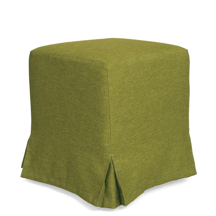 Taburet cu husa Cube H - stofa S22 - verde