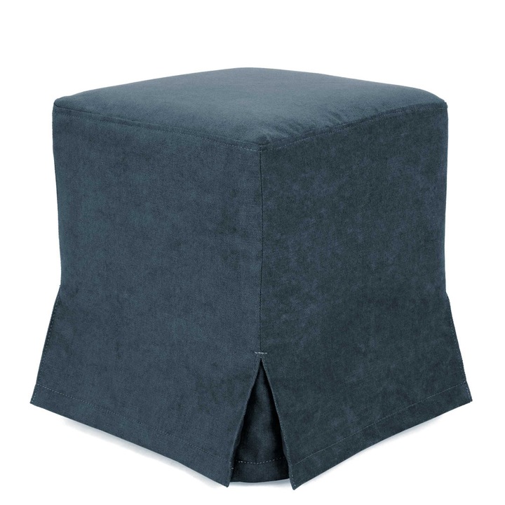 Taburet cu husa Cube H - stofa K17 - albastru