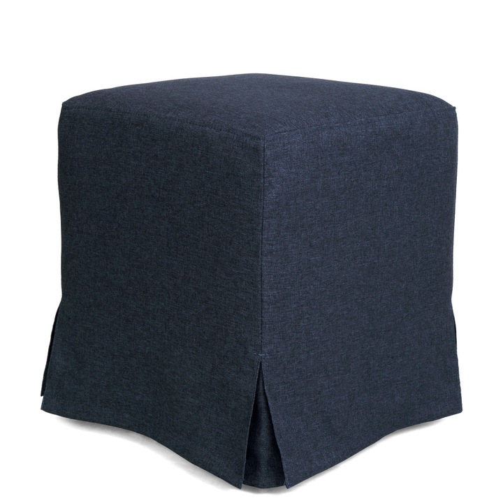 Taburet cu husa Cube H - stofa S80 - albastru