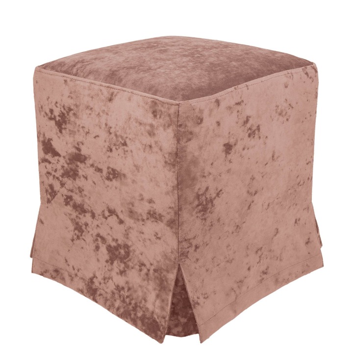 Taburet cu husa Cube H - stofa E45 - roz