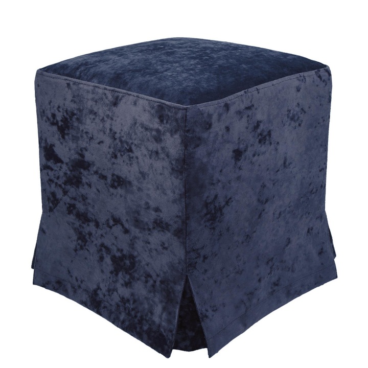 Taburet cu husa Cube H - stofa E29 - albastru