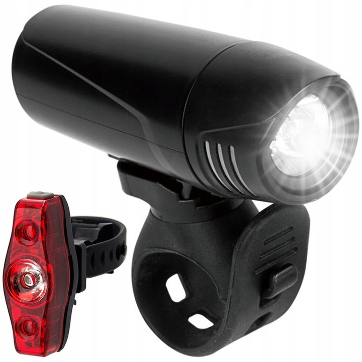 Set lumini bicicleta LED fata + spate, vizibilitate ridicata noapte, montaj rapid pe ghidon si tija, rezistente la intemperii