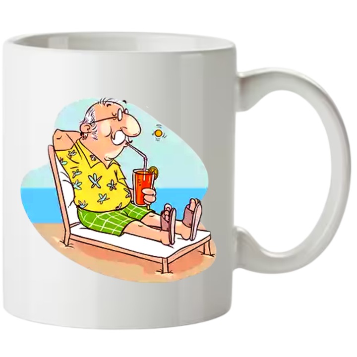 Cana personalizata Pensionar, ceramica, alb, 330 ml