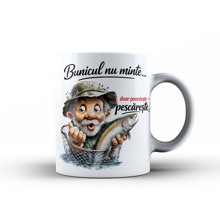 Cana amuzanta pentru bunic pescar – cadou de suflet – cana ceramica 330 ml