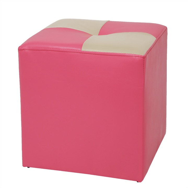 Taburet Cool - imitatie piele roz/crem - 21896/21834