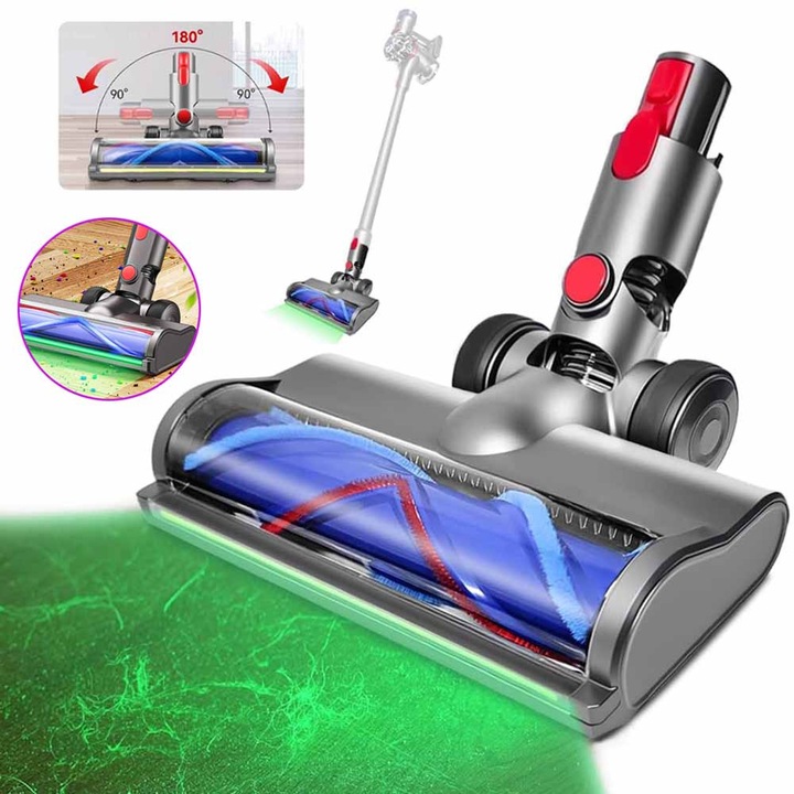 Cap De Perie De Schimb Cu Lumina Led Compatibil Cu Aspiratorul Dyson V7/V8/V10/V11/V15, Cap De Motor De Schimb Cu Lumina, Curatare In Profunzime, Piese De Aspirator Pentru Podele Dure Si Covoare