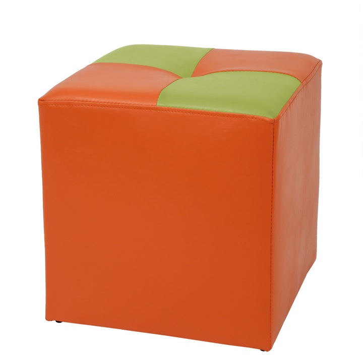 Taburet Cool - imitatie piele portocaliu/verde - 21895/21899