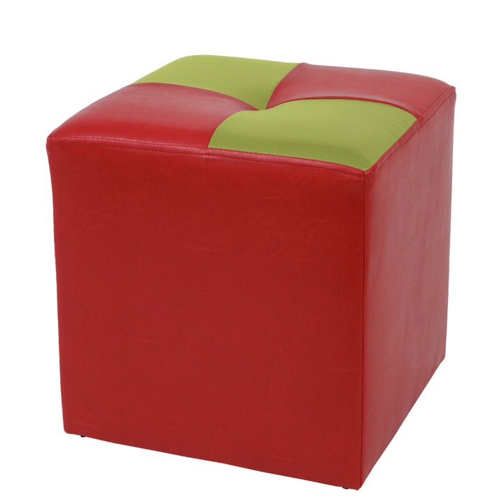 Taburet Cool - imitatie piele rosu/verde - 21900/21899