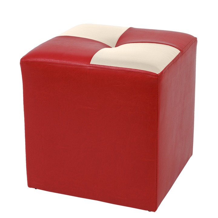 Taburet Cool - imitatie piele rosu/crem - 21900/21834